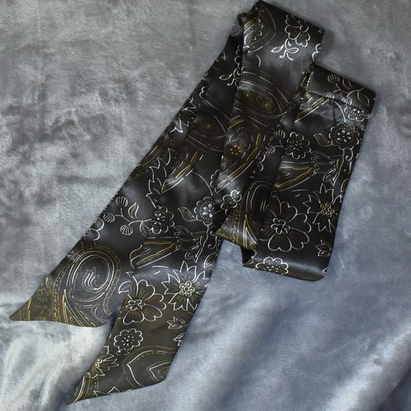 Brown Floral and Paisley Sateen Wrap Belt/Sash - Picture 4 of 7